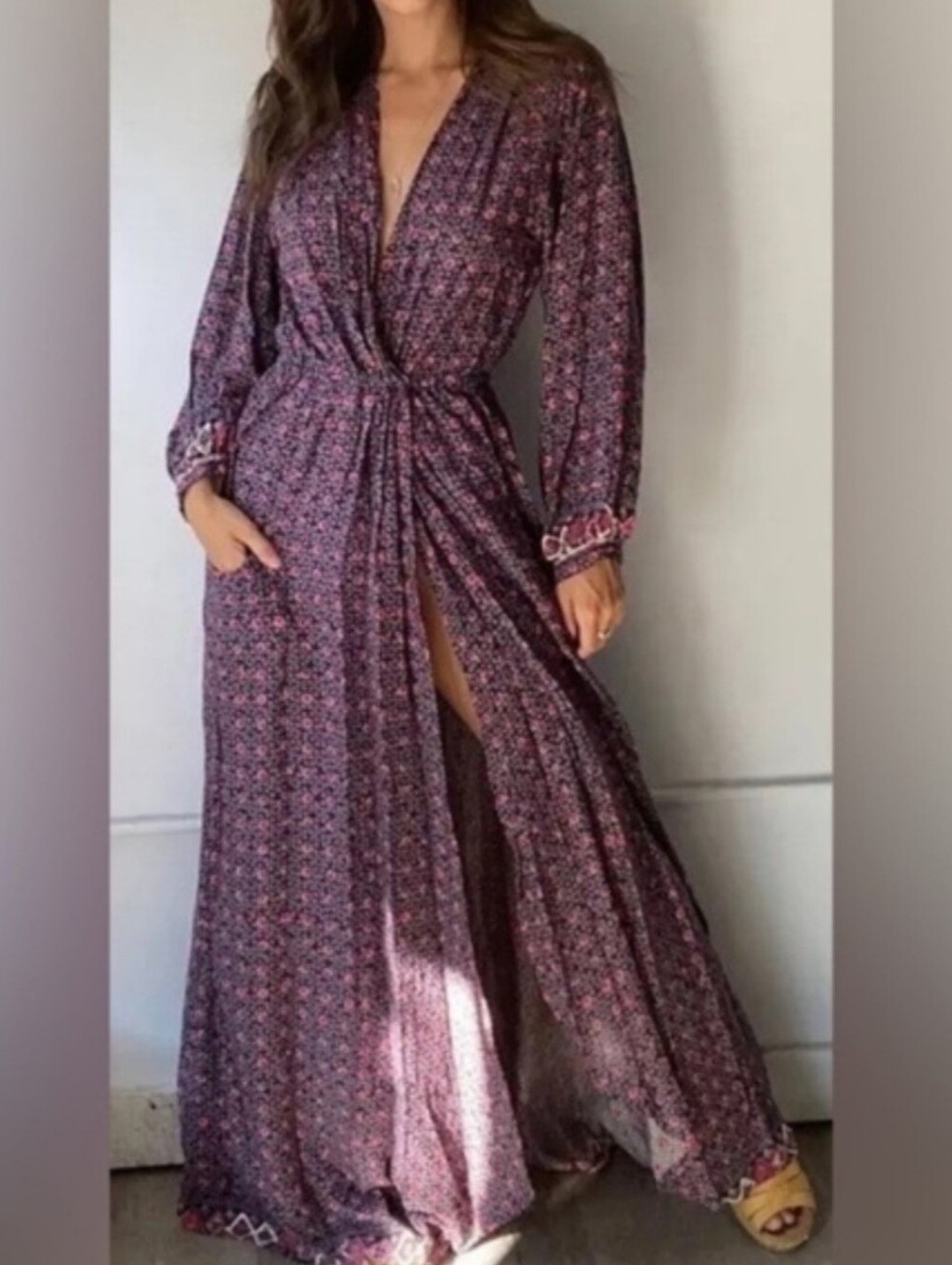 NAT By Natalie Martin Nico Wrap Duster Maxi Dress XSmall